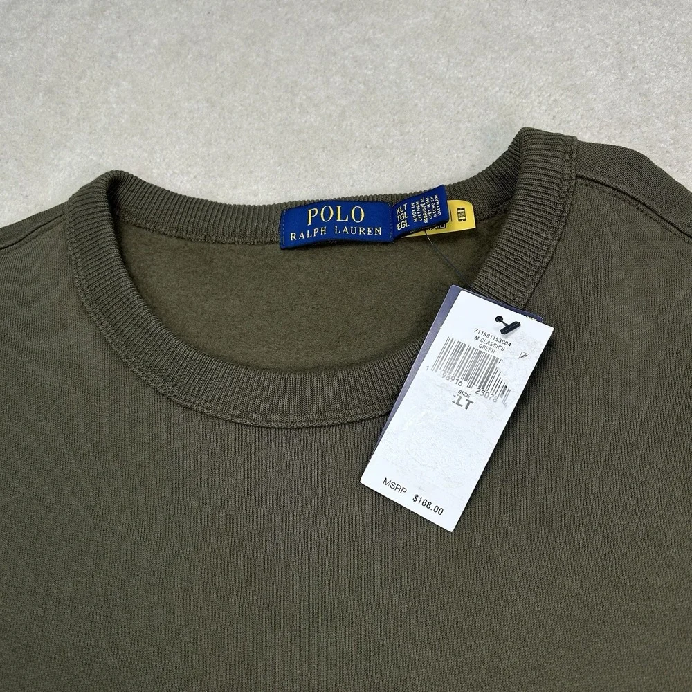Polo Ralph Lauren Sweatshirt Men's XLT Fleece Chenille Logo Embroidered Crewneck
